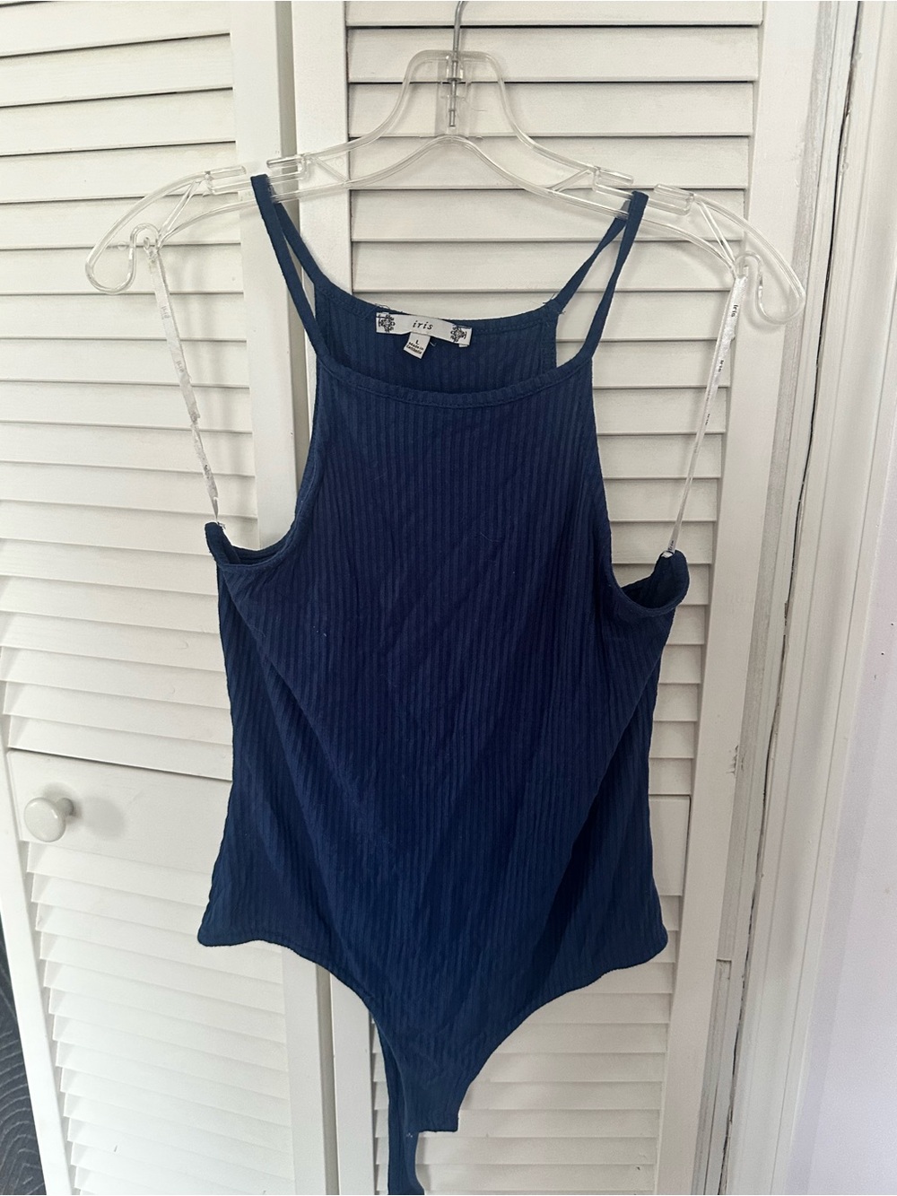 iris Ribbed Navy Bodysuit Tank